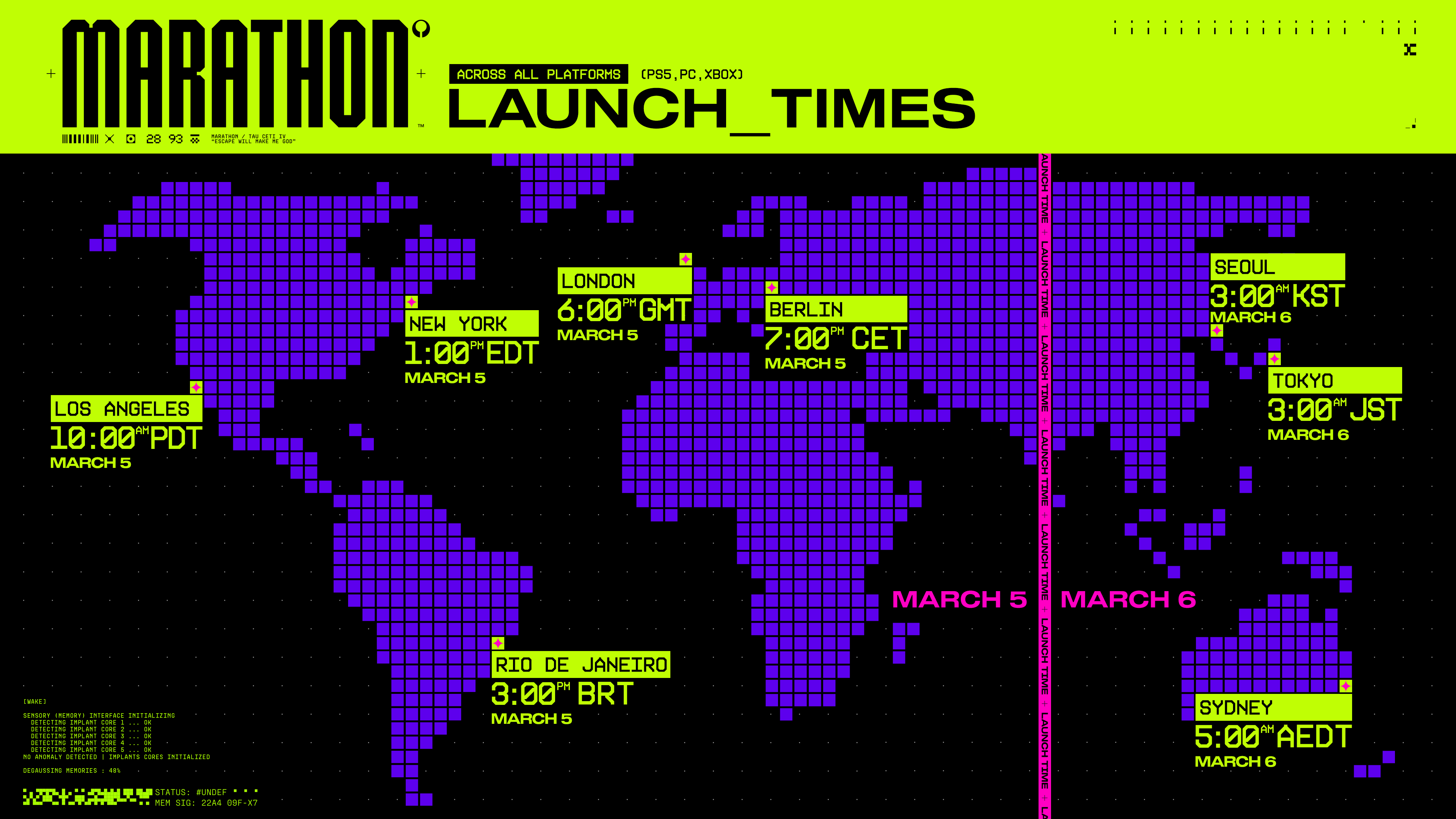 Marathon worldwide launch times graphic
